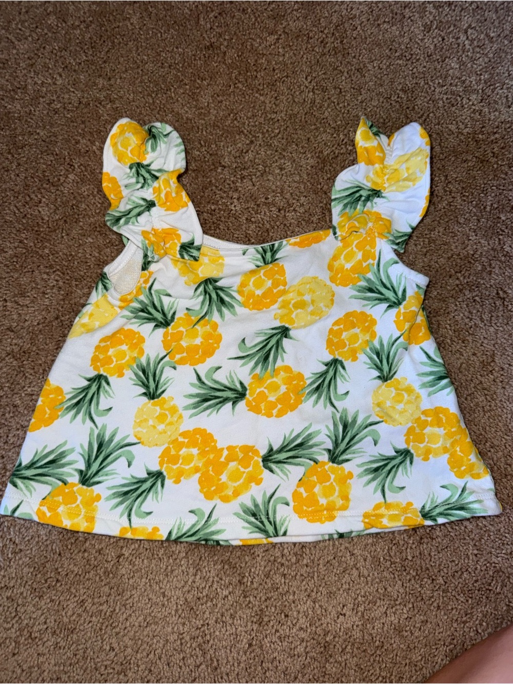 Janie and Jack White Tank Top with Yellow Pineapple Print